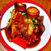 Roast beef and yorkshire pudding with onion gravy ( by Kevin Chi