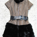 90924B-16 CHANEL COFFEE WOOL&POLYESTER RABBIT HAIR DRESS SIZE 2 